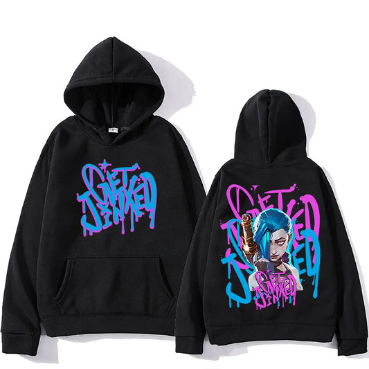 Jinx Long-Sleeved Hoodie – Arcane Design - Eden of Clothes