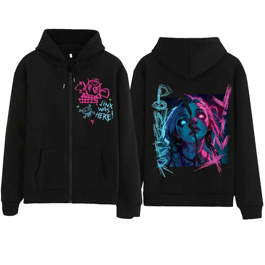 Jinx Hoodie – Zipper, Unisex, Arcane - Eden of Clothes