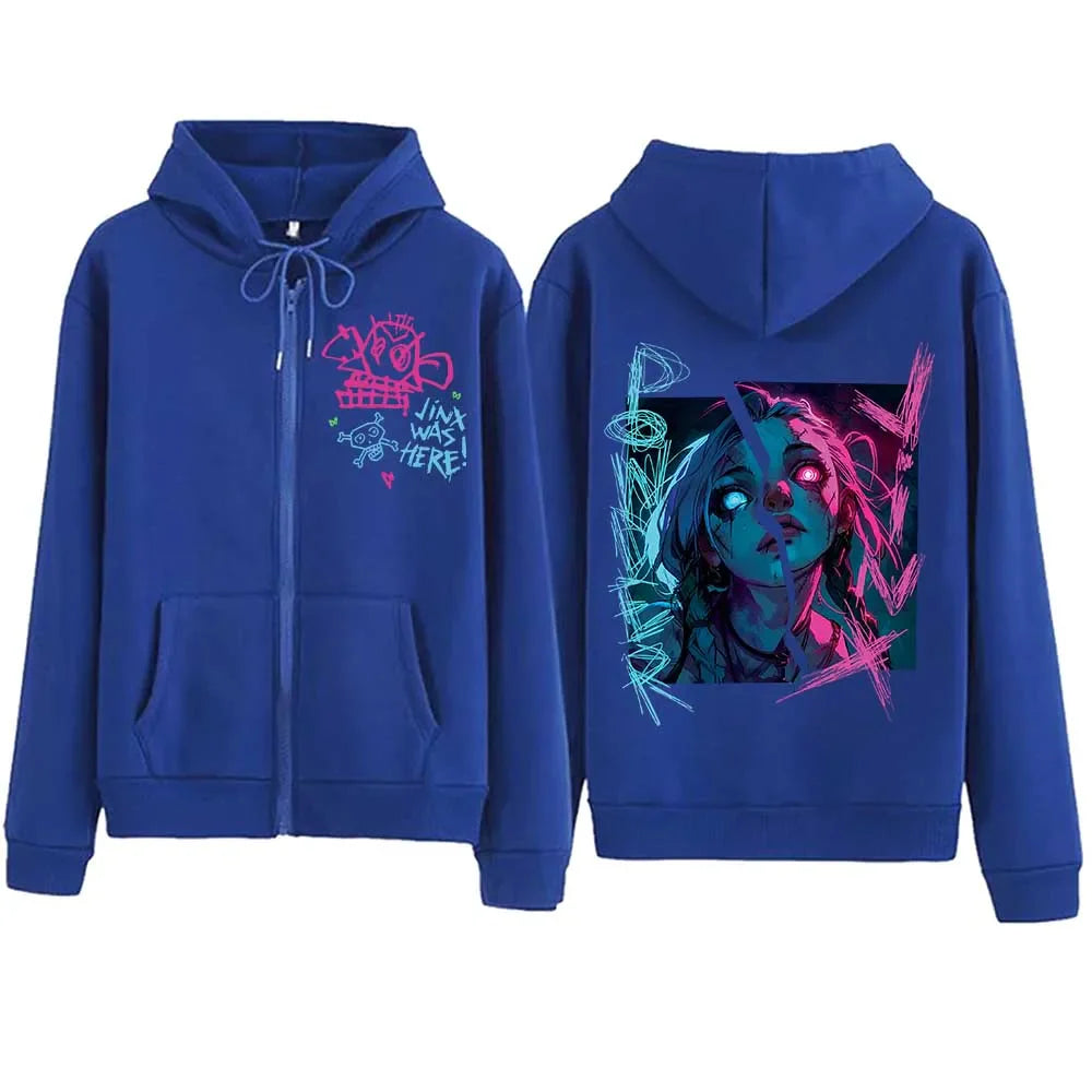 Jinx Hoodie – Zipper, Unisex, Arcane - Eden of Clothes