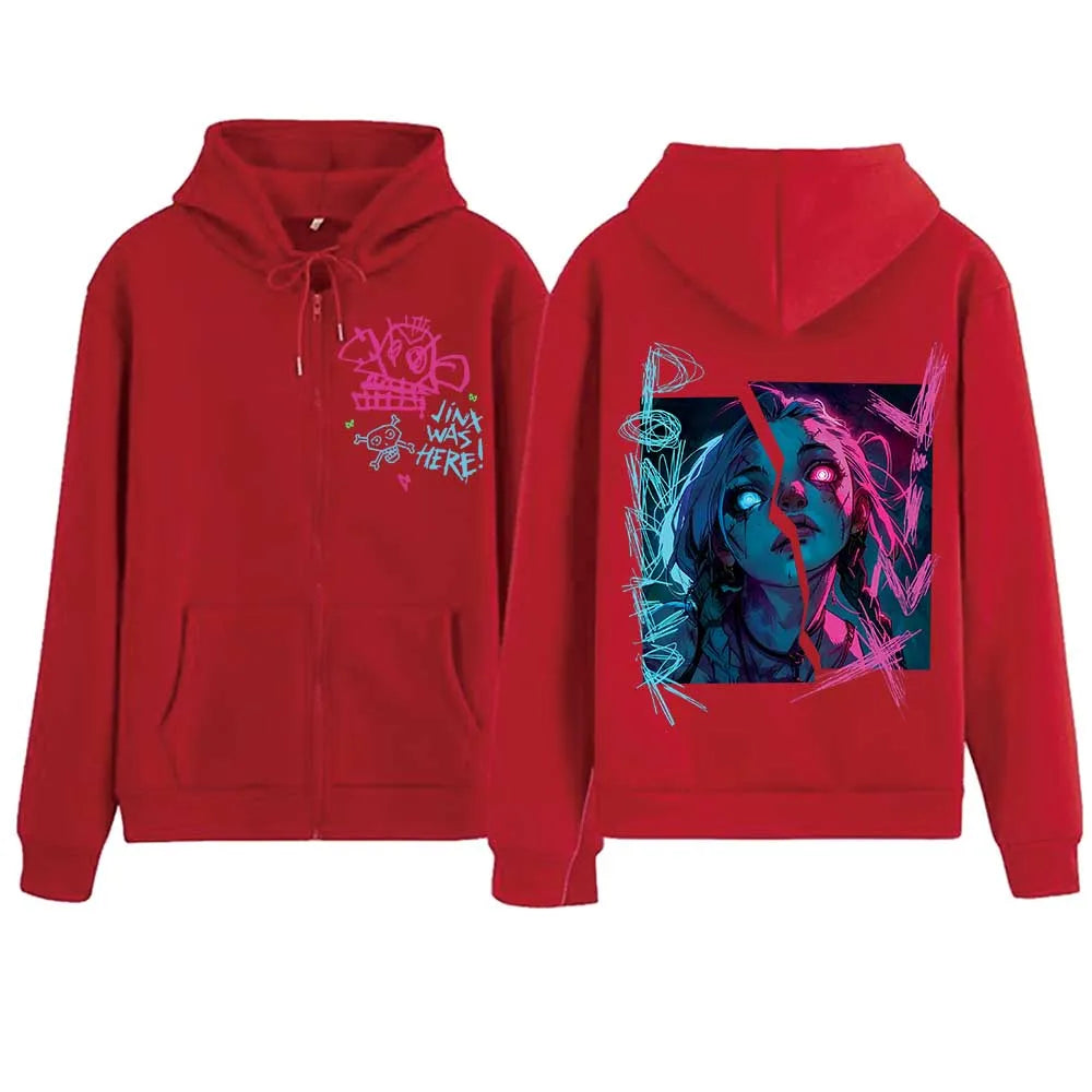 Jinx Hoodie – Zipper, Unisex, Arcane - Eden of Clothes