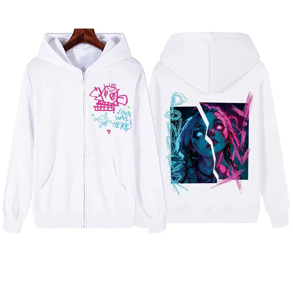 Jinx Hoodie – Zipper, Unisex, Arcane - Eden of Clothes