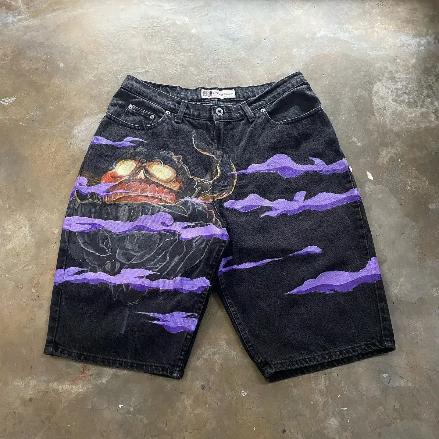 Baggy Jeans Shorts – Anime Design, Casual Wear - Eden of Clothes