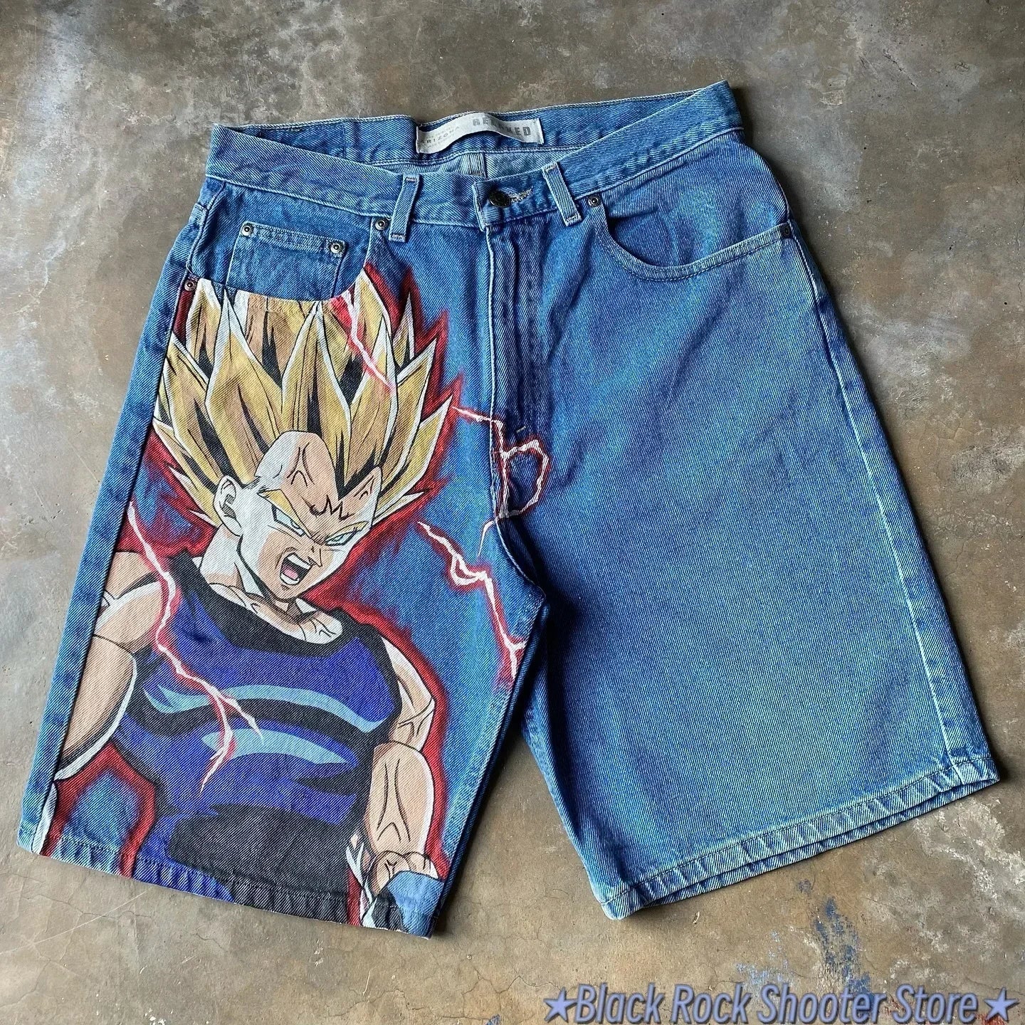 Baggy Jeans Shorts – Anime Design, Casual Wear - Eden of Clothes