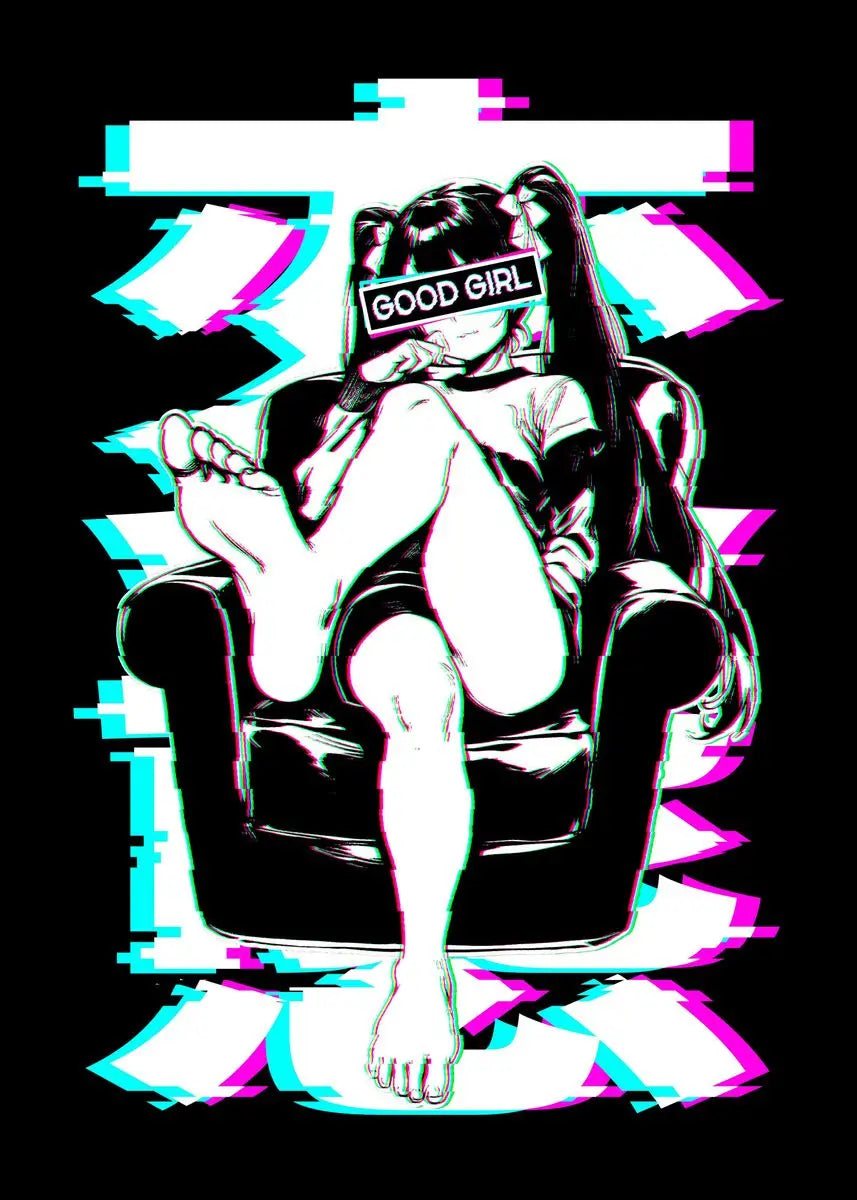 Anime Girl – Black and White, Sexy Figure Poster - Eden of Clothes