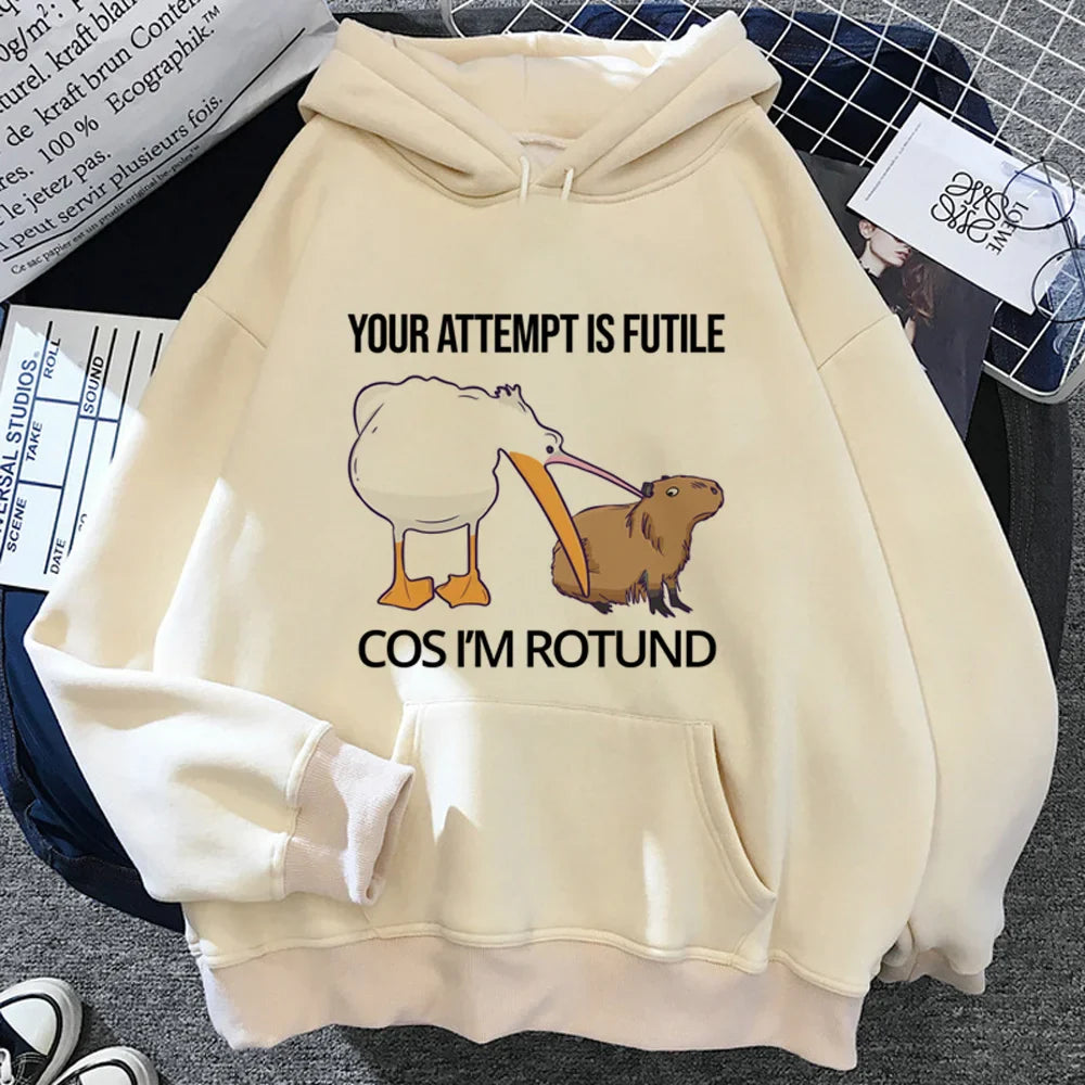 Cartoon Capybara Comfy Hoodie – Cute, Casual - Eden of Clothes