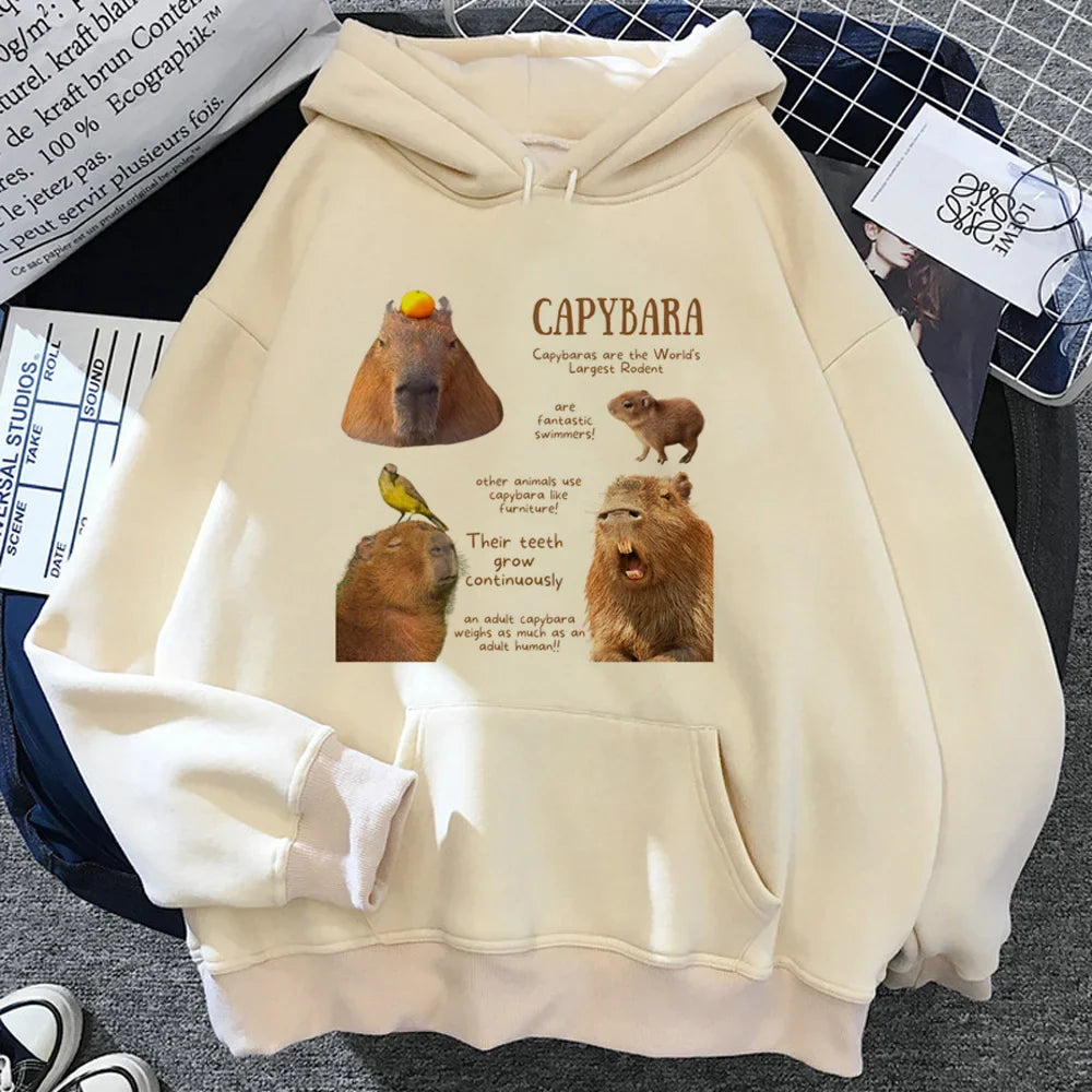 Cartoon Capybara Comfy Hoodie – Cute, Casual - Eden of Clothes