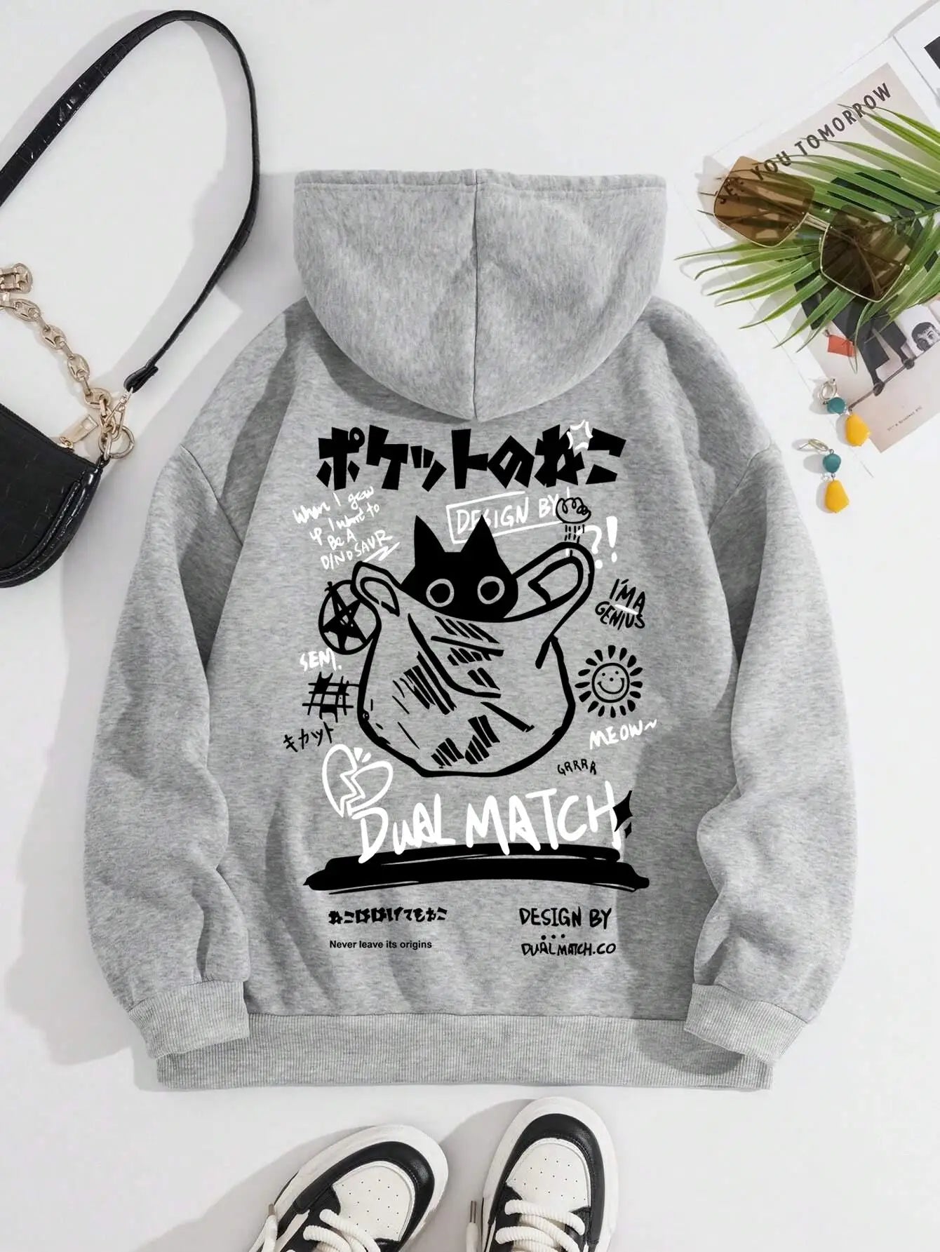 Cat Cartoon Hoodie – Cute, Casual Style - Eden of Clothes