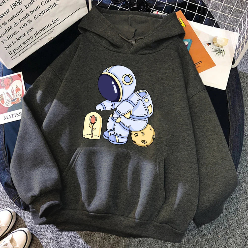 Astronauts Hoodie – Funny Design, Protecting Flowers Print - Eden of Clothes