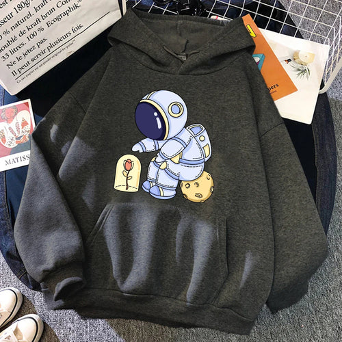 Astronauts Hoodie – Funny Design, Protecting Flowers Print - Eden of Clothes