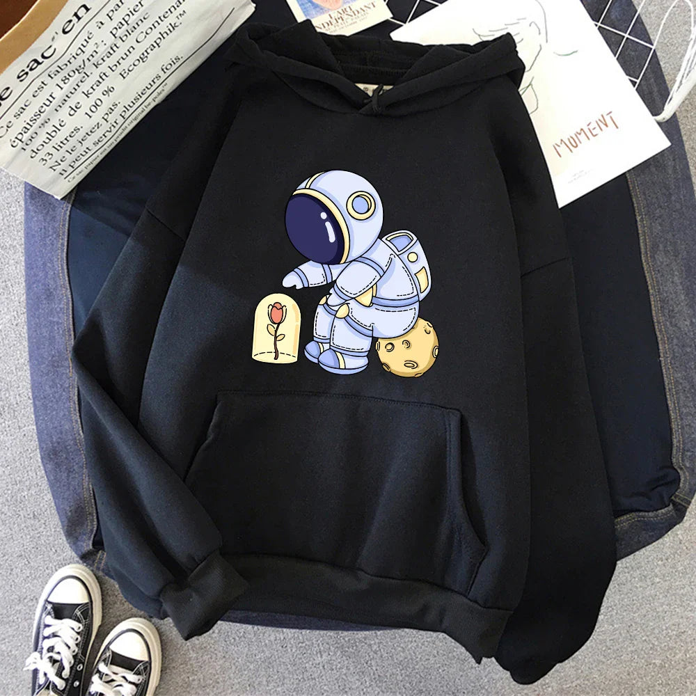Astronauts Hoodie – Funny Design, Protecting Flowers Print - Eden of Clothes