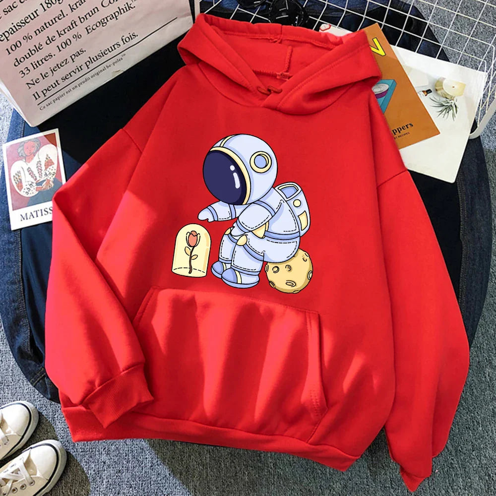 Astronauts Hoodie – Funny Design, Protecting Flowers Print - Eden of Clothes
