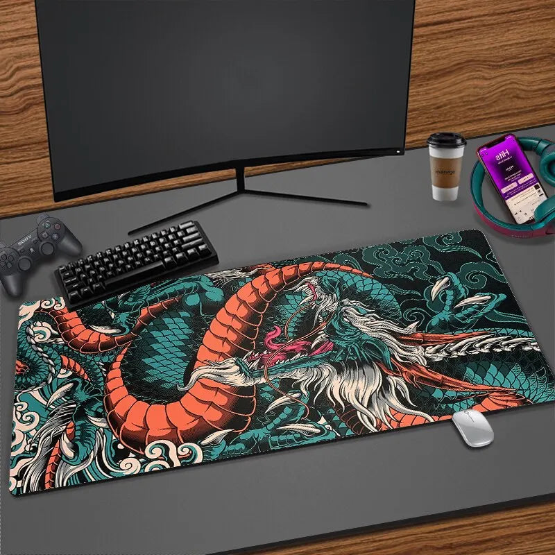 Japanese Dragon Large Gaming Mousepad – Extended Desk Mat, Smooth Surface Eden of Clothes