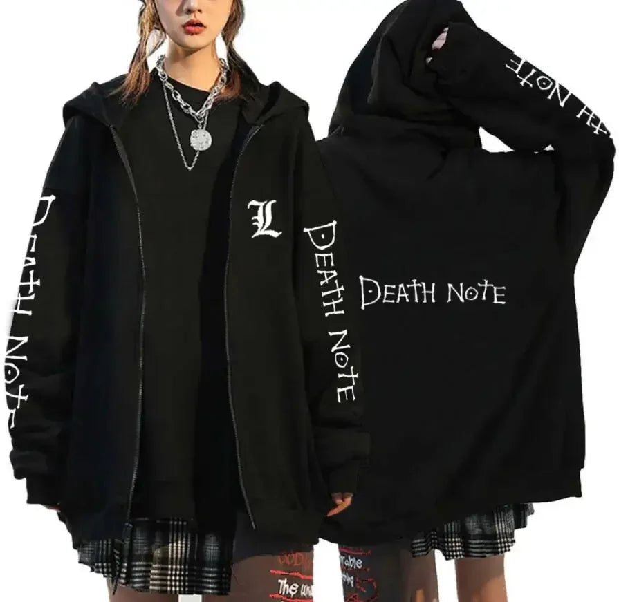 Oversized Hoodie – Zip Up, Death Note Design - Eden of Clothes