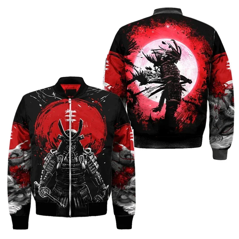 Samurai Oni Mask Bomber Jacket – Fierce Design, Anime Style - Eden of Clothes