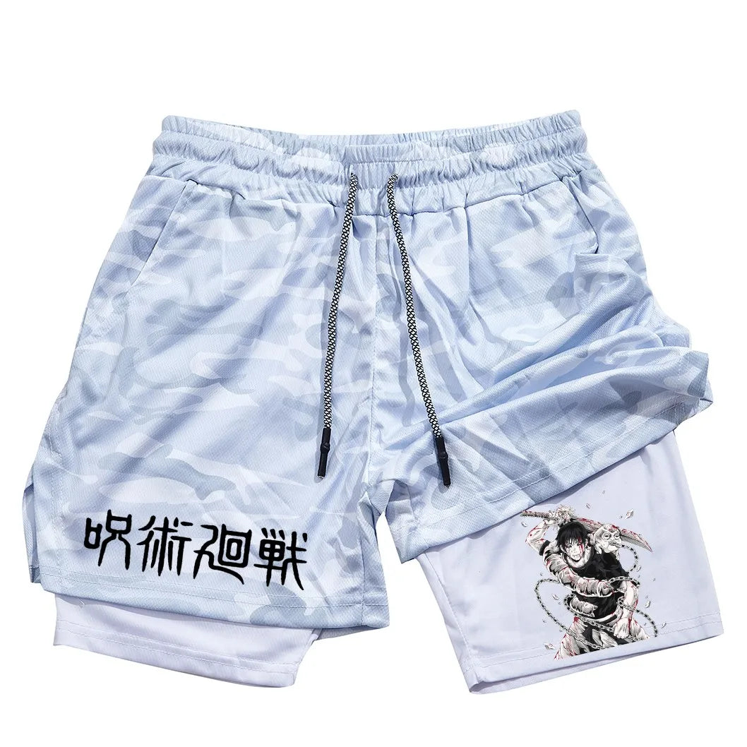 Toji Printed Men’s Gym Shorts – Comfortable Training Wear, Jujutsu Kaisen - Eden of Clothes