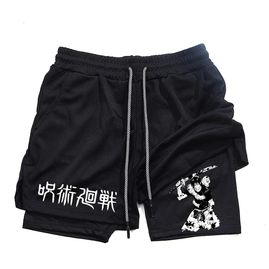 Toji Printed Men’s Gym Shorts – Comfortable Training Wear, Jujutsu Kaisen - Eden of Clothes