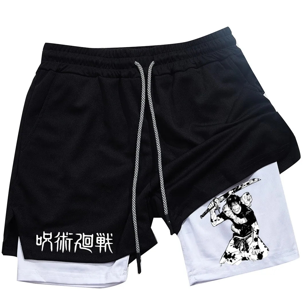 Toji Printed Men’s Gym Shorts – Comfortable Training Wear, Jujutsu Kaisen - Eden of Clothes