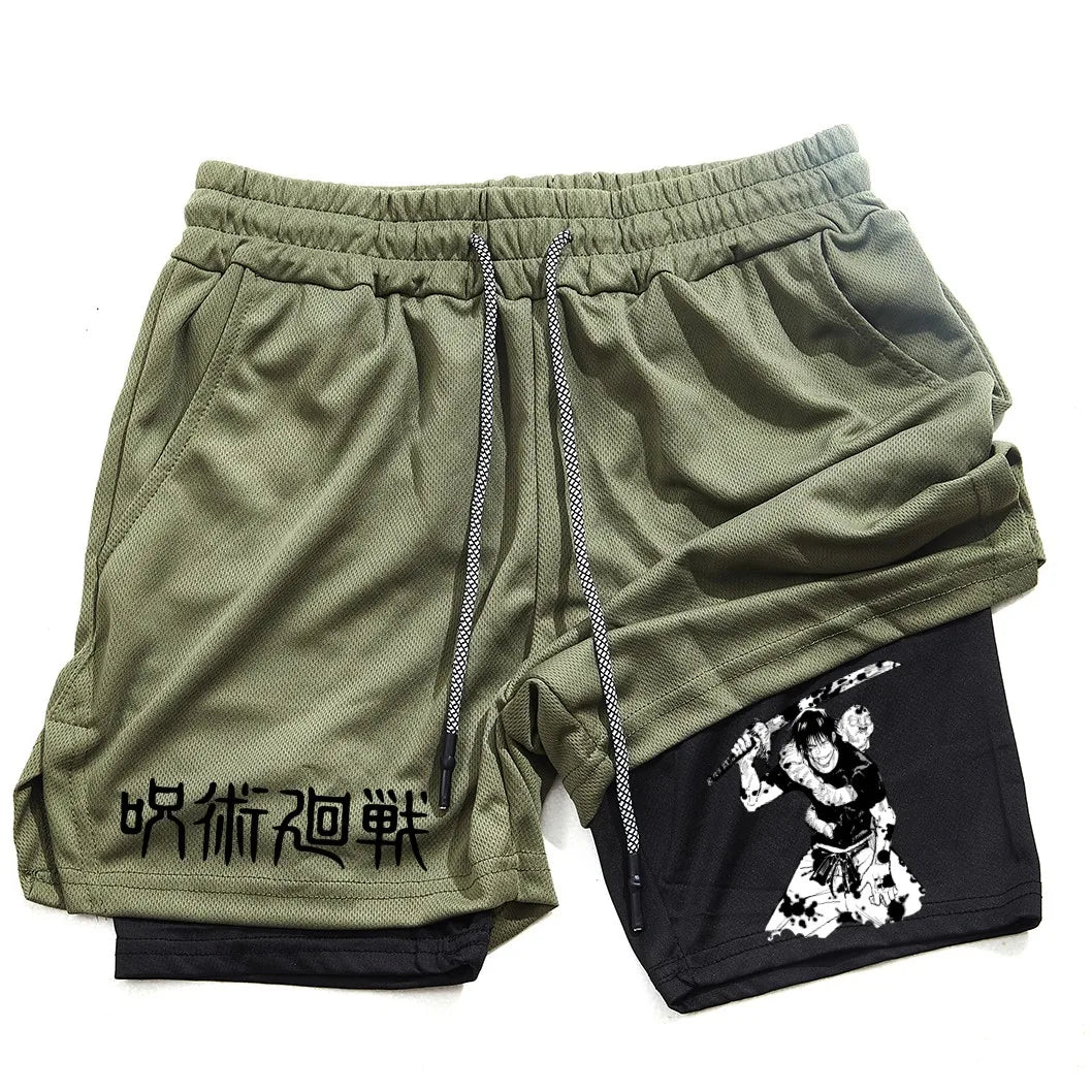 Toji Printed Men’s Gym Shorts – Comfortable Training Wear, Jujutsu Kaisen - Eden of Clothes