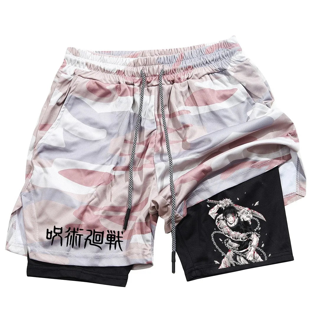Toji Printed Men’s Gym Shorts – Comfortable Training Wear, Jujutsu Kaisen - Eden of Clothes