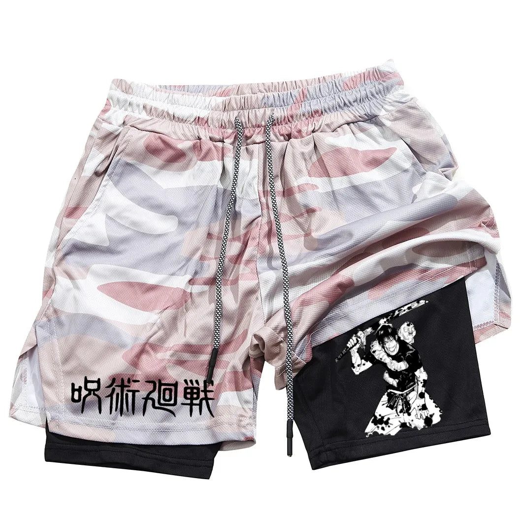 Toji Printed Men’s Gym Shorts – Comfortable Training Wear, Jujutsu Kaisen - Eden of Clothes