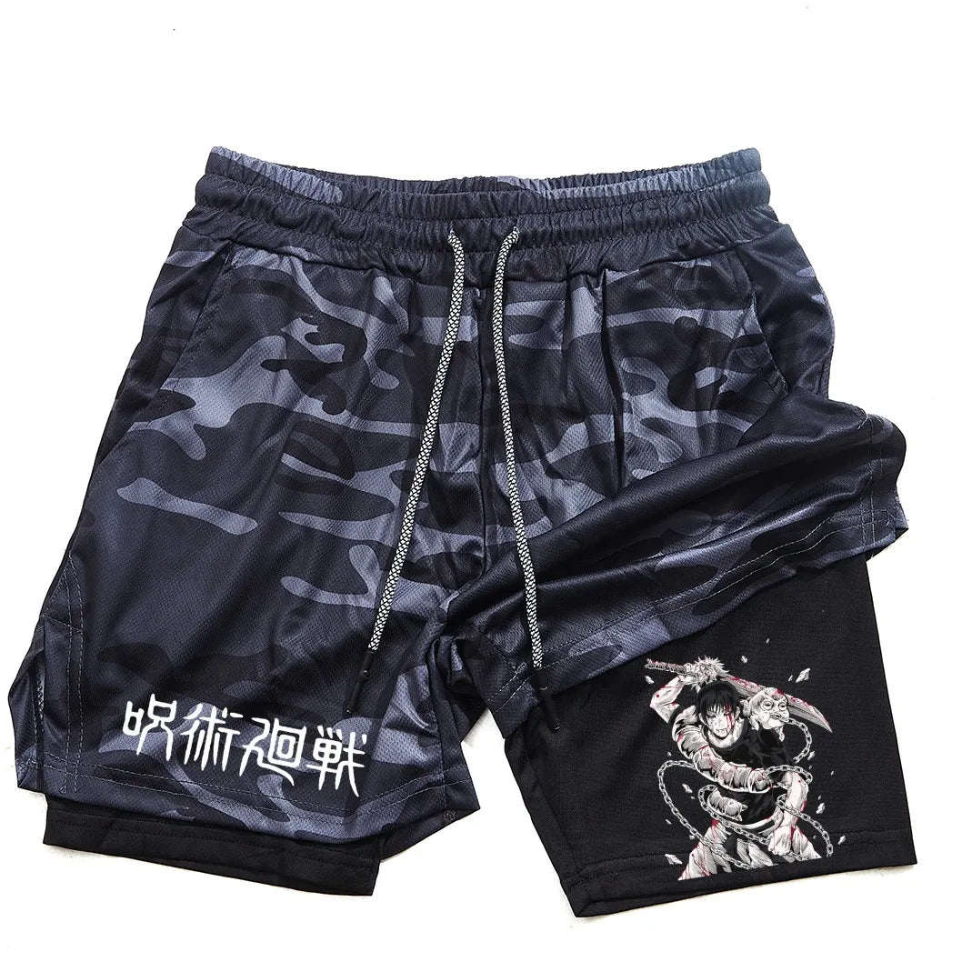 Toji Printed Men’s Gym Shorts – Comfortable Training Wear, Jujutsu Kaisen - Eden of Clothes
