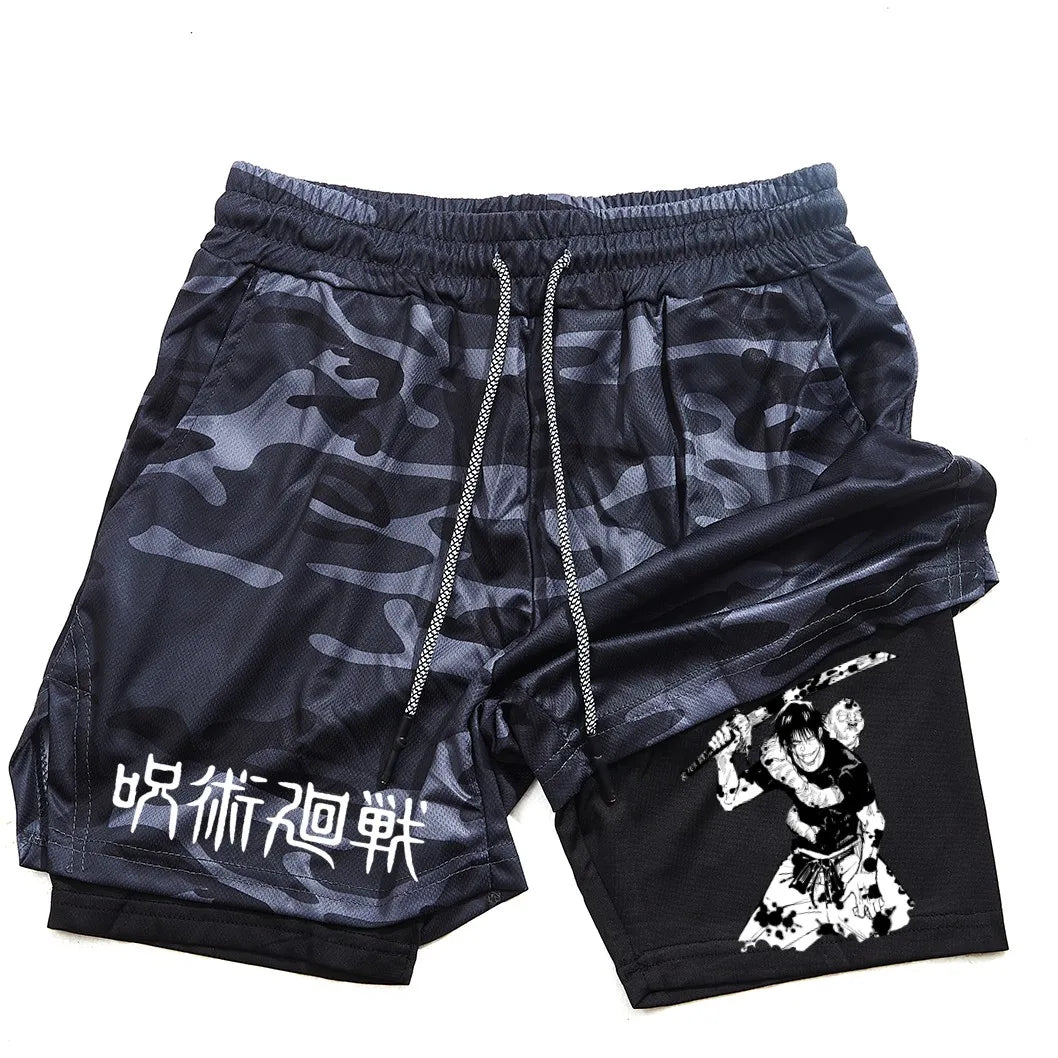 Toji Printed Men’s Gym Shorts – Comfortable Training Wear, Jujutsu Kaisen - Eden of Clothes