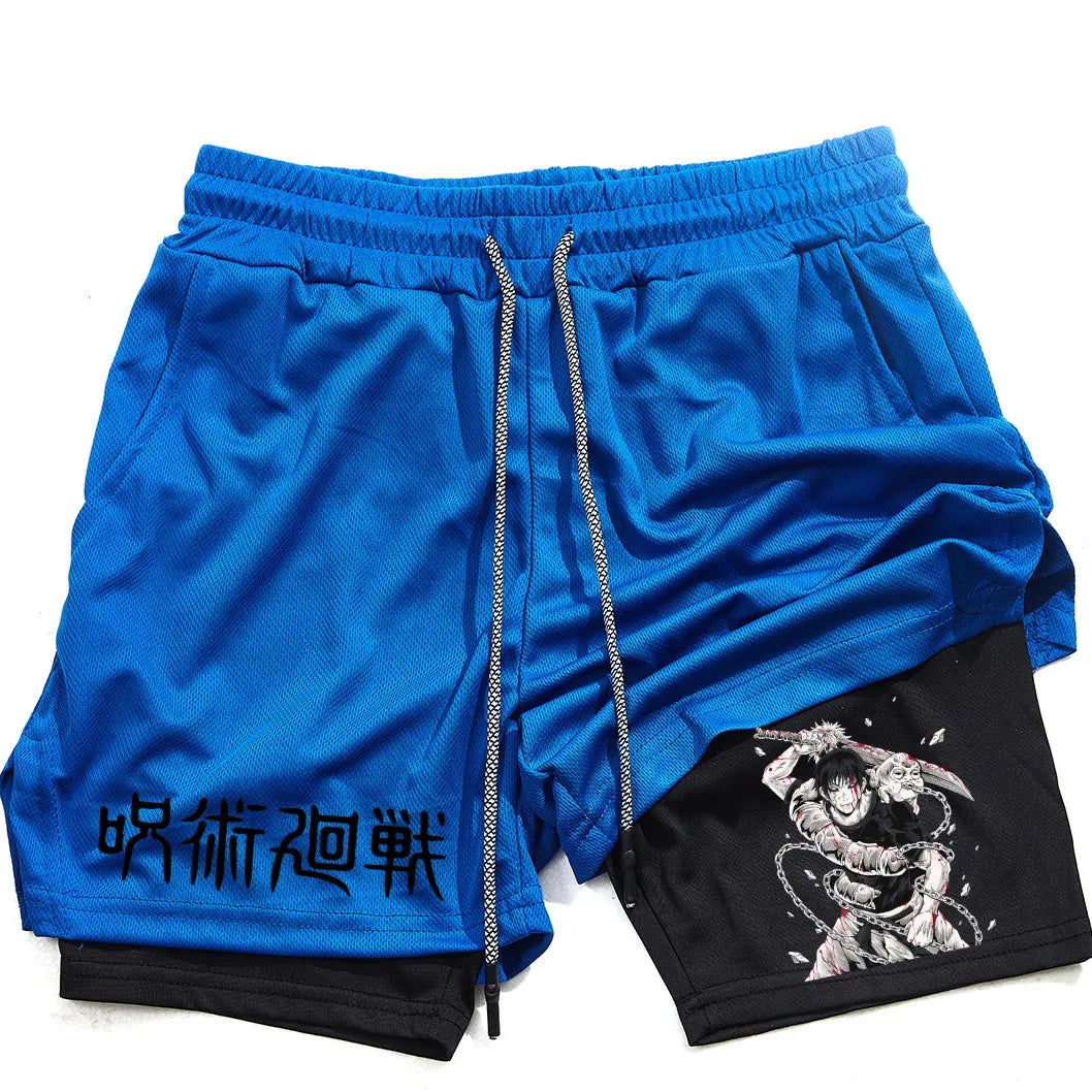 Toji Printed Men’s Gym Shorts – Comfortable Training Wear, Jujutsu Kaisen - Eden of Clothes
