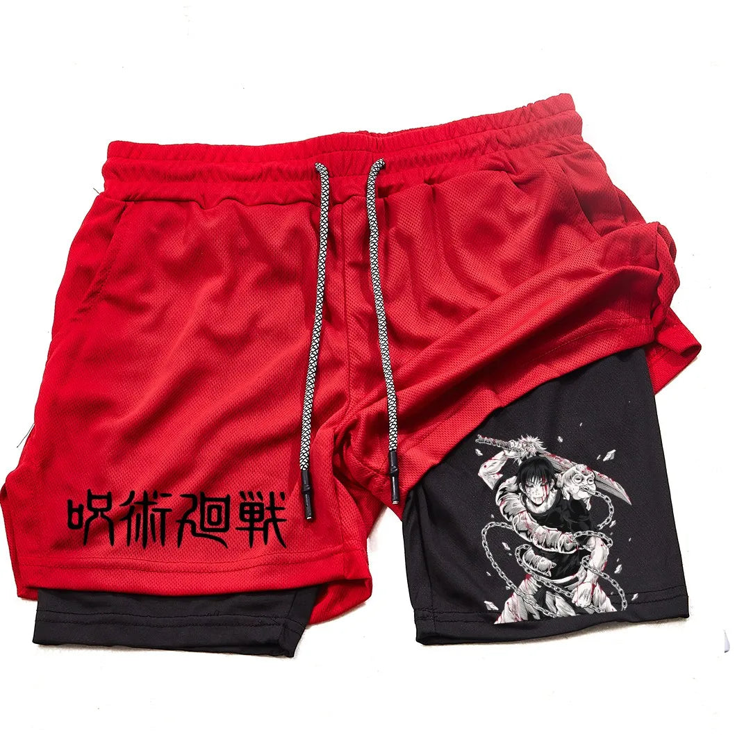 Toji Printed Men’s Gym Shorts – Comfortable Training Wear, Jujutsu Kaisen - Eden of Clothes