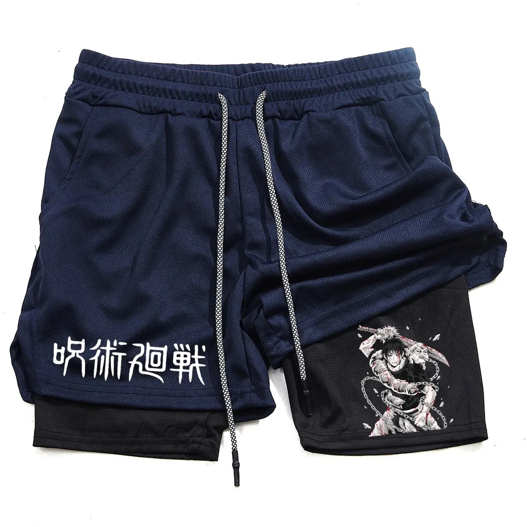 Toji Printed Men’s Gym Shorts – Comfortable Training Wear, Jujutsu Kaisen - Eden of Clothes