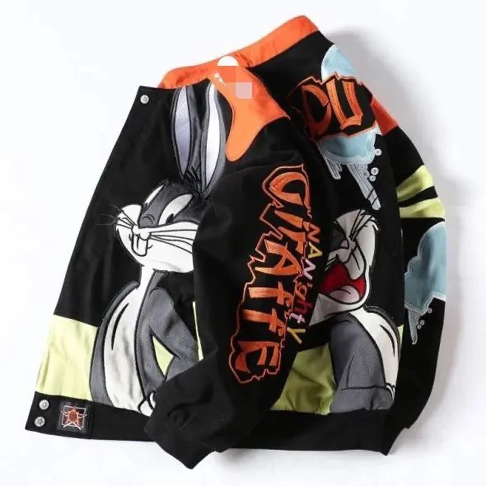 Cartoon Jacket – Lether, Y2K Style - Eden of Clothes