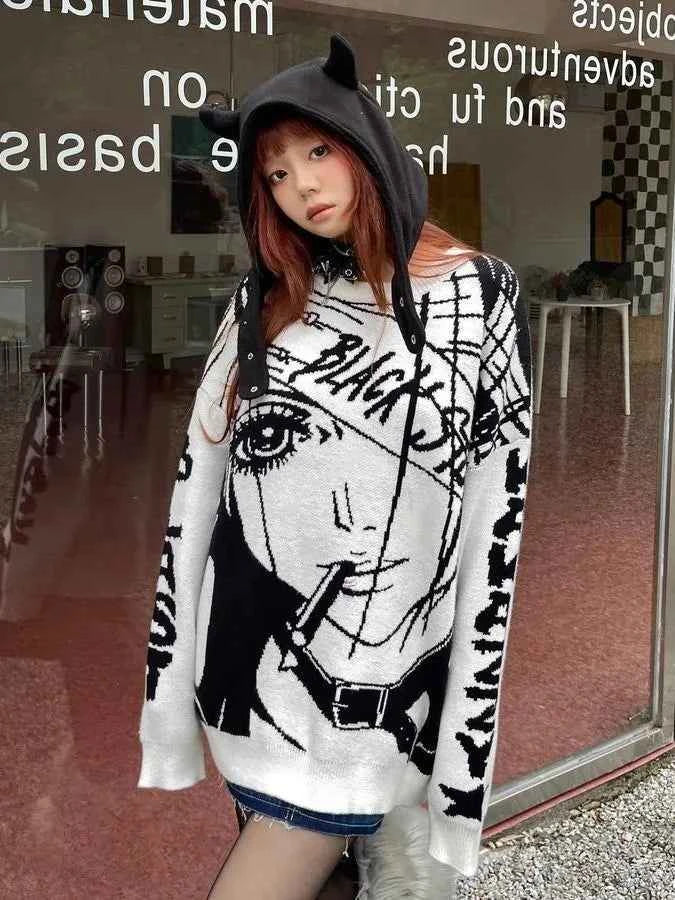 Amane Sweater Japanes Anime Loose Sweater Cosplay Costumes Misa Sweatshirts Harajuku Knit Oversize Tops Uniform Streetwear