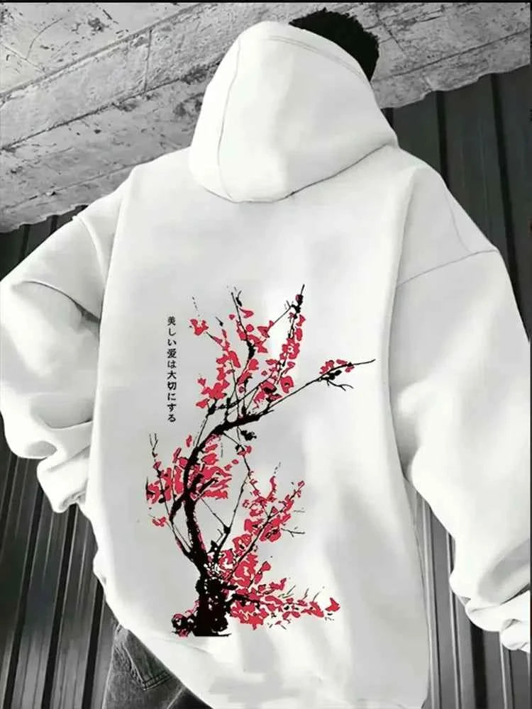 A Japanese streetwear Harajuku printed hoodie for men, a sporty, casual and fashionable autumn and winter sweatshirt top