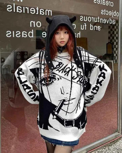 Amane Sweater Japanes Anime Loose Sweater Cosplay Costumes Misa Sweatshirts Harajuku Knit Oversize Tops Uniform Streetwear