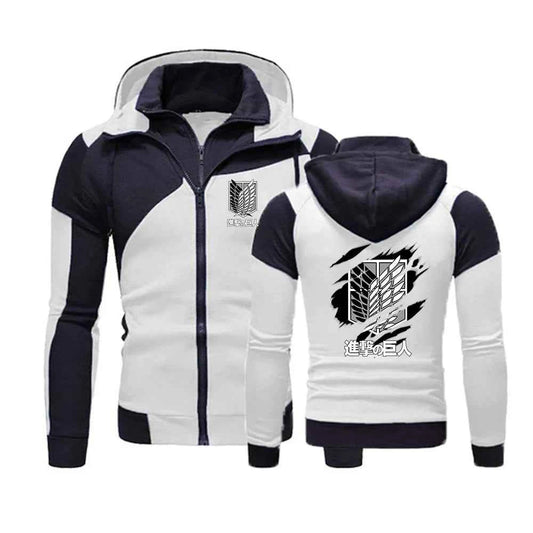 2025 Japanese Anime High Street Jacket Spring Autumn Mans Windbreaker Coats Attack on Titan Logo Print Patchwork Color Hoodies