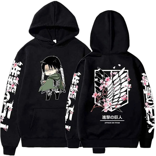 Mikasa Ackerman Winter Fleece Hooded Anime Attack on Titan Sweatshirt Men Women Shingeki No Kyojin Hoodies Harajuku Pullover