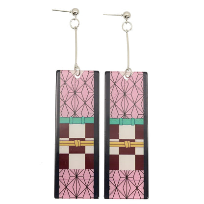 Acrylic Tanjiro Earrings - Antique Bronze Plated - Jewelry