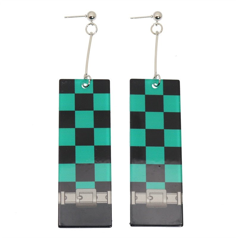 Acrylic Tanjiro Earrings - Blue zinc - Jewelry