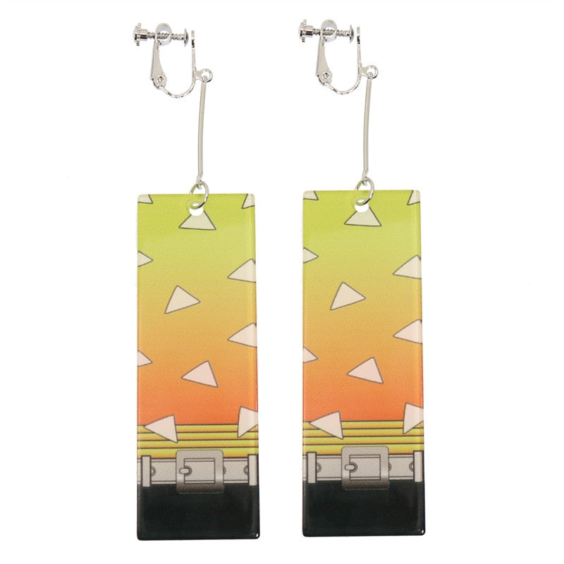 Acrylic Tanjiro Earrings - Brownish Yellow - Jewelry