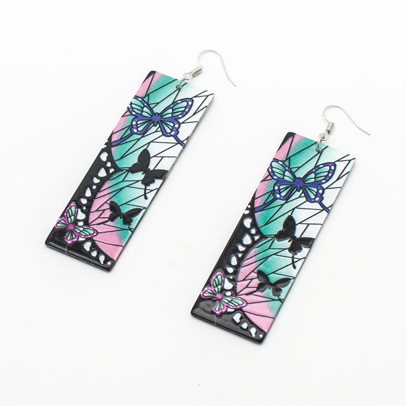 Acrylic Tanjiro Earrings - Red Wine - Jewelry