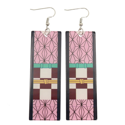 Acrylic Tanjiro Earrings - Rose Gold Color - Jewelry