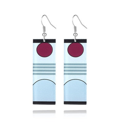 Acrylic Tanjiro Earrings - Rust Red - Jewelry