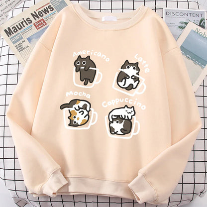 American Style Coffee Cat Hoodie - Beige / XXL - Hoodie