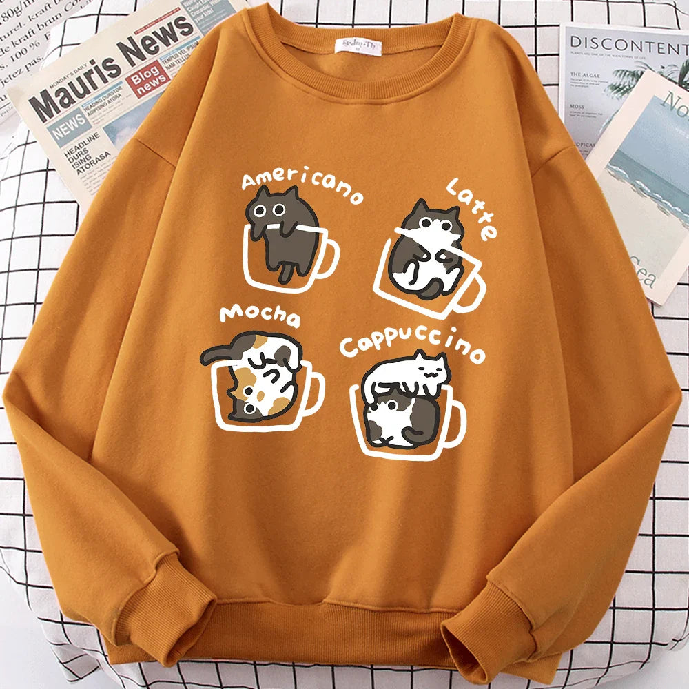 American Style Coffee Cat Hoodie - Khaki / S - Hoodie