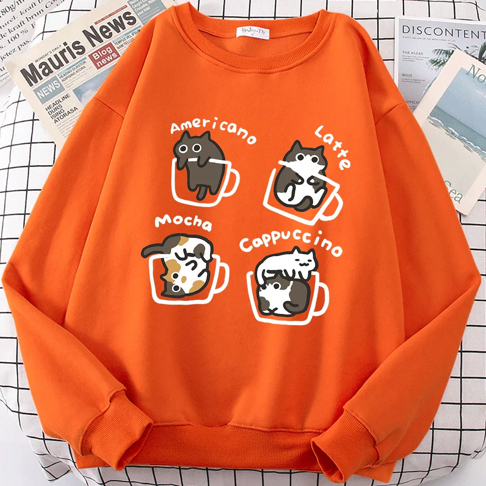 American Style Coffee Cat Hoodie - Orange / XXL - Hoodie