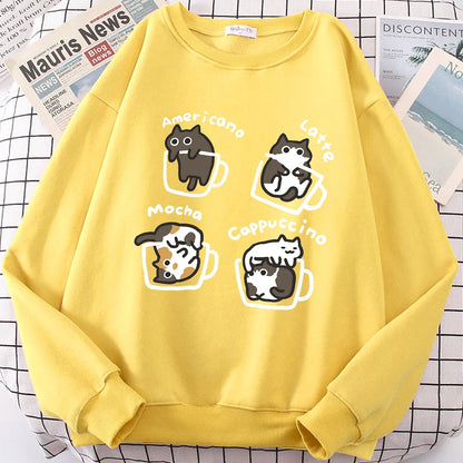 American Style Coffee Cat Hoodie - Yellow / XL - Hoodie