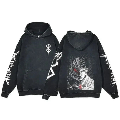 Anime Berserk Retro Washed Hoodie - Hoodie