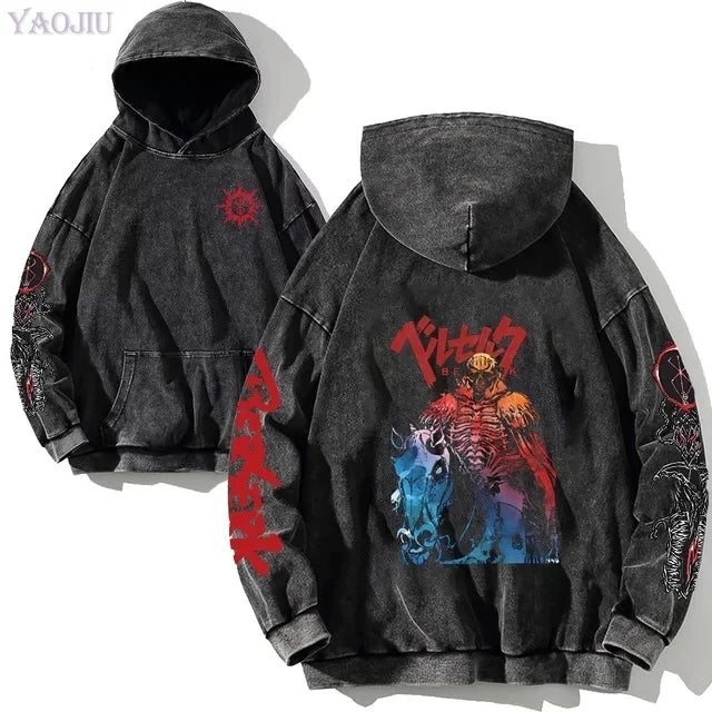 Anime Berserk Retro Washed Hoodie - Hoodie