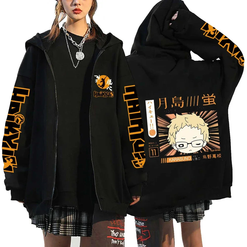 Haikyuu Zip Up Hoodie – Sports Theme, Anime Eden of Clothes 
