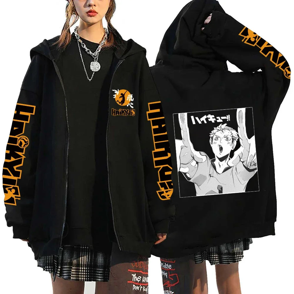 Haikyuu Zip Up Hoodie – Sports Theme, Anime Eden of Clothes 