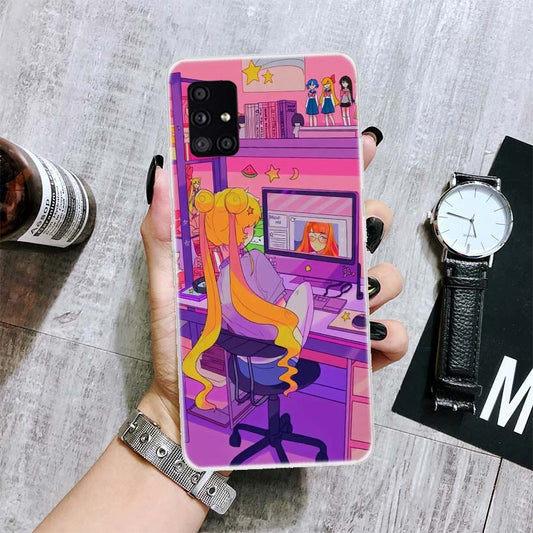 Vaporwave Glitch Phone Case – Anime-Inspired Design for Samsung Galaxy Samsung 